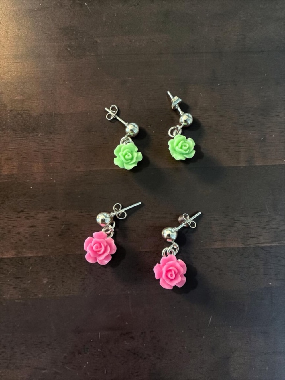 Earrings - little girls flower earrings set of 2 you pick